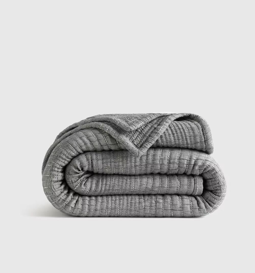 Quince Organic Cotton Channel Stitch Coverlet Full Queen
